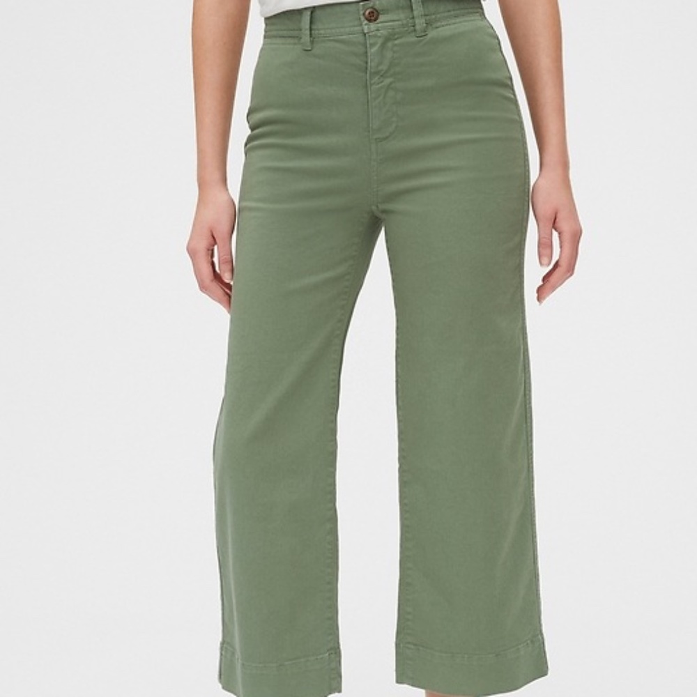 GAP Green High Rise Wide Leg Crop Jeans Size 8